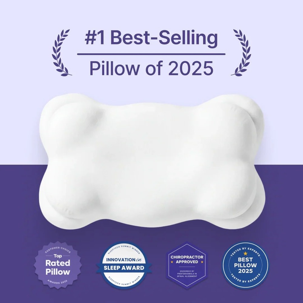 Mellow CloudAlign Pillow White Ergonomic Memory Foam Spinal Alignment‎ Regular